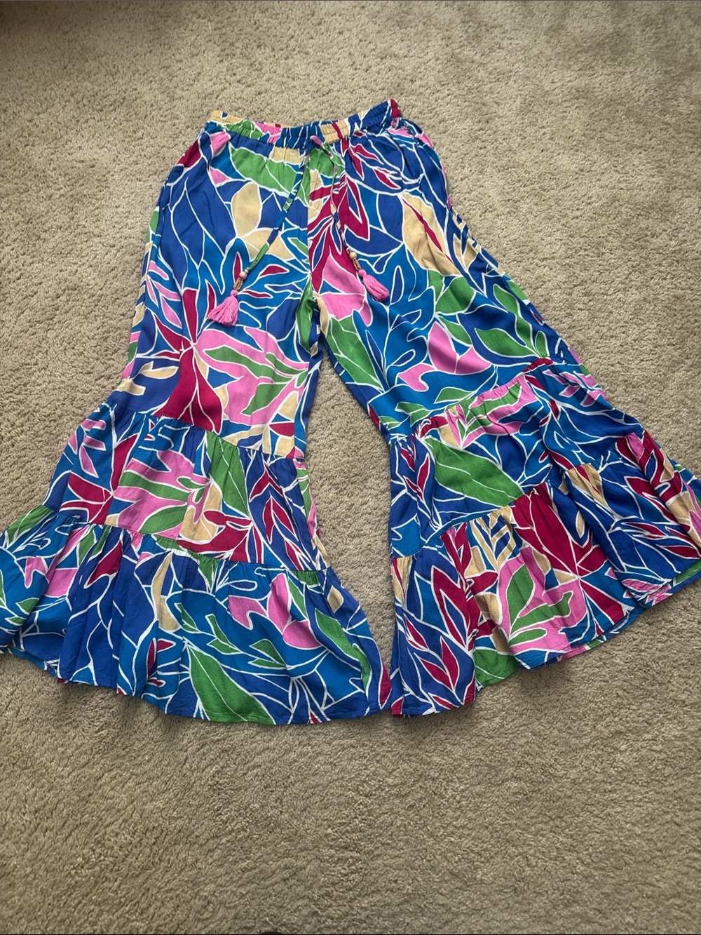 Floral Multicolor Boot-Flare Pants